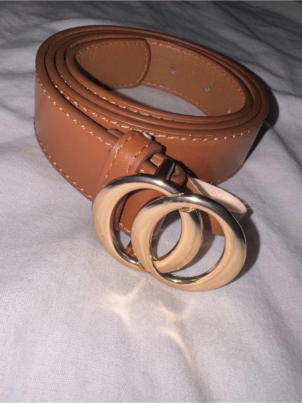 Tan Women’s Double-Ring Leather Belt